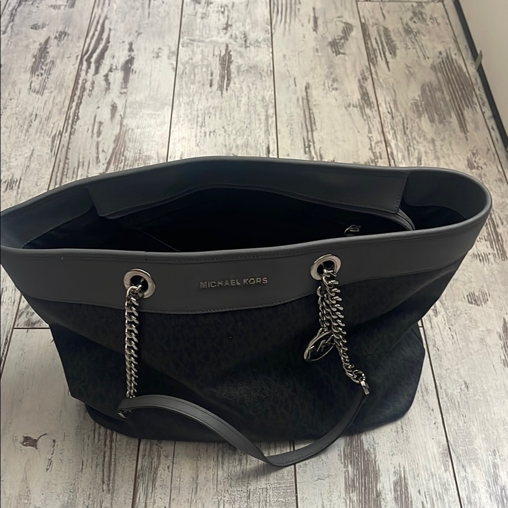 KORS Michael Kors Black Tote with Chain Straps